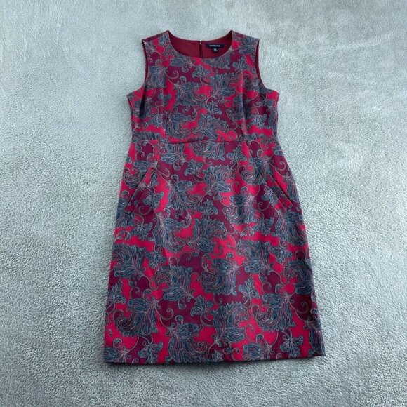 Lands End Womens 8P Sleeveless Red & Blue Paisley Dress Nylon/Viskose 5266 - Picture 1 of 8